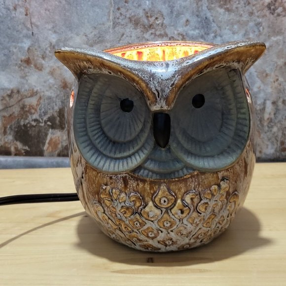Intertek Ceramic Owl Electric Wax Warmer Brown Glazed Missing Top - Picture 11 of 12